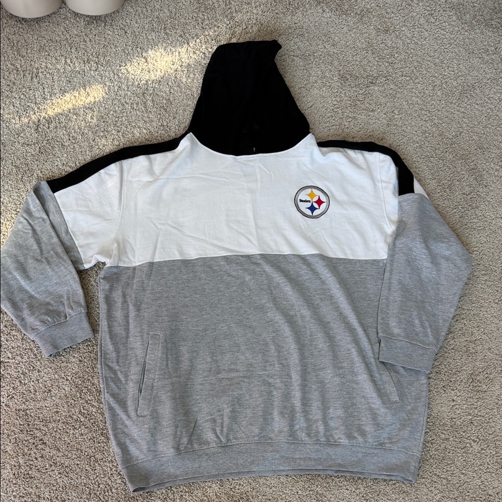Men's Pittsburgh Steelers Black, Gray and White Hoodie pullover 4XLT New